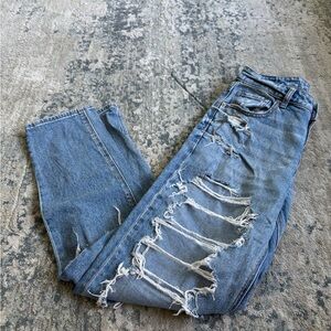 American Eagle Distressed Blue Mom Jeans
